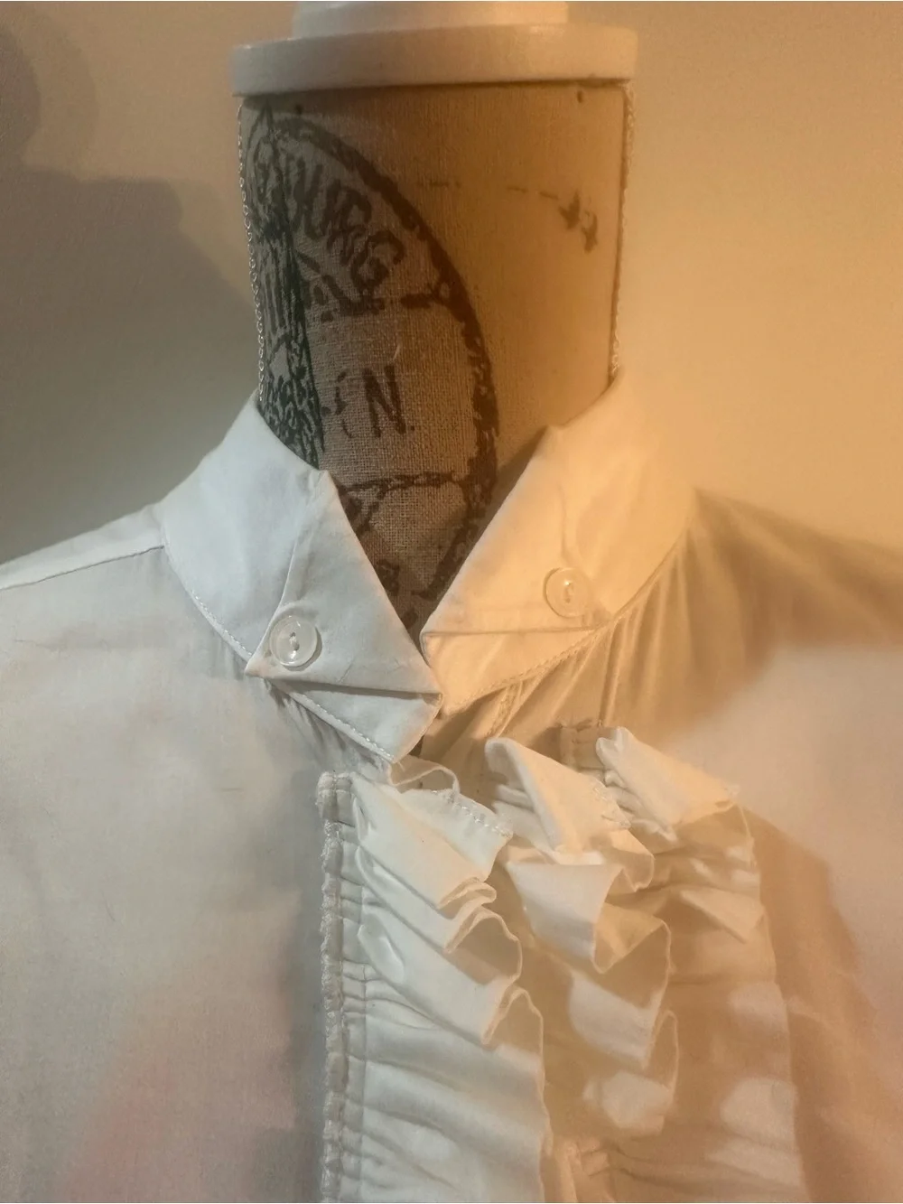 C. Luce White Ruffle-Front Cap Sleeve Blouse - Picture 5 of 12